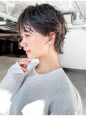 ショートグレージュ前髪カットおくれ毛イメチェン_F0592