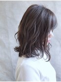 グレージュ毛先パーマことりベージュウォーターフォール