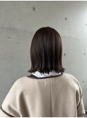 黒髪暗髪グレージュ ツヤ髪ナチュラル外ハネミディ