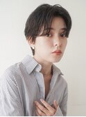 毛流れハンサムショート暗髪アッシュグレージュクビレイヤー
