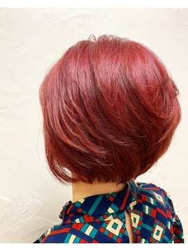 オリジンズヘアーセカンド 守谷店(Origins hair 2nd) ボブヘア×ピンクレッドカラー