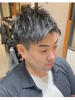 フリーク バーバーショップ 都島店(FREAK BARBER SHOP) 黒髪短髪爽やか束感ツーブロックアップバング