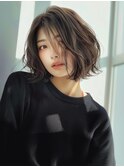 ☆ダークパープルナチュラルショートミルクブラウン髪質改善ボブ