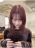 ピンクベージュ　ブリーチなしダブルカラー　暖色カラー