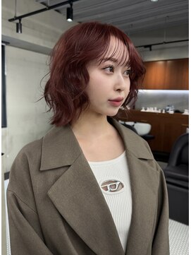 ニコ トウキョウ 渋谷(nico TOKYO) ダブルカラーチェリーレッドピンクブラウン韓国レイヤーロング