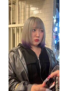 エイト 福岡天神店(EIGHT fukuoka) シルバーカラー×裾カラーパープル