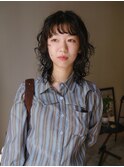 抜け感ミディアムパーマ