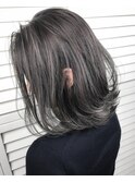 [ALLY阿部]ハイライト×グレージュ×切りっぱなしボブ　２