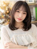 黒髪バレイヤージュ小顔内巻きエアストレートc3大宮