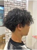 【メンズ】パーマ×センターパート