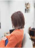 切りっぱなしボブ×ラベンダーベージュカラー