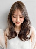 くびれヘアメルティカラーサイドバング前髪ナチュラルカール