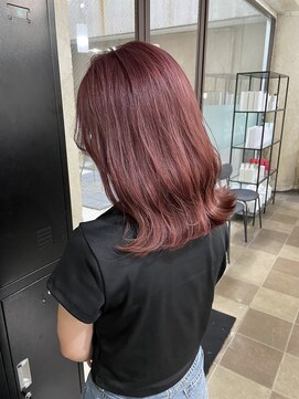 ジブル(Giblle.) 【Giblle.】ハイトーンピンク/艶カラー/外ハネボブ/韓国ヘア