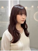 ワイドバング×深みレッド
