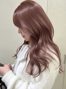 アイトーキョーエス 渋谷(AI TOKYO S) ミルクティーピンクブリーチなしダブルカラー透明感髪質解説前髪