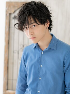 トニーアンドガイ メン 与野駅前店(TONI&GUY MEN) モテ抜け感ヘア☆ランダムパーマ風黒髪マッシュb