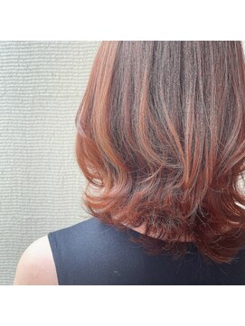 ルッソリベラ 池袋(Lusso libera) ネオウルフ×オレンジカラー　段カット　池袋◎30代40代50代