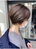 大人ショート 白髪ぼかし ハイライト