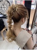 結婚式ヘア 編みおろしポニーテール