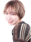 20代30代大人可愛い★小顔ショート丸みハイライトベージュカラー