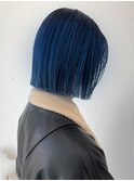 ネイビーカラー切りっぱなしボブ/メルティカラー/表参道