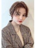大人可愛い20代30代40代透け感前下がりショートボブ丸みショート