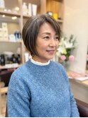 大人女性の艶ショートボブ|白髪なじみ上品カラー