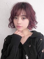 ニュアージュ 表参道 南青山(Nuage’)&nbsp;イメチェンラズベリーピンクベージュボブニュアンスパーマ.前髪