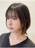 レイヤーボブ韓国風レイヤー大人ウルフ外はねボブ