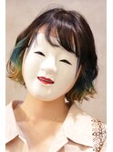 【coma中野】黒地夏色多色染＿インナーカラーエッジショート