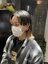 メンズ　カット　インナーカラー　ウルフ