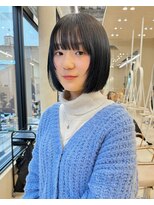 スニュウ(snuw)&nbsp;切りっぱなしボブ小顔カットグレージュミルクティ