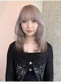 ホワイト ブラウンベージュ デザイン / レイヤーカット