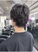 サーフカールスパイキーショートブルーブラックフェザーパーマ