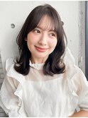 似合わせカット愛され斜めバング小顔カットくびれミディアム前髪