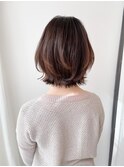 外はねボブ レイヤーボブ オレンジベージュ くびれヘア