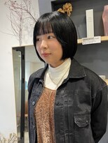 ラミエバイメルト 下北沢(lamie by melt)&nbsp;切りっぱなしボブ 黒髪 地毛カラー 透明感 顔まわりレイヤー
