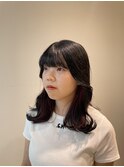 イヤリングカラー/ピンクバイオレット/暖色系カラー/艶髪