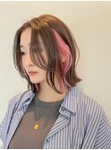 結べるボブ×インナーカラーピンク