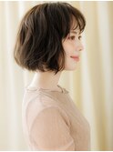 リタッチカラーシースルーバング小顔ボブパーマY越谷30代40代
