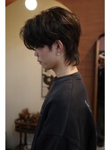 メンズウルフカットマッシュウルフニュアンスパーマ眉毛カット