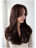 ブリーチなしカラー◎韓国風センター分け前髪/春カラー