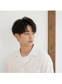メンズツーブロックナチュラルセンターパート　20代 30代 40代