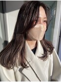 立ち上げ前髪・顔まわりレイヤー・ダークラベージュ
