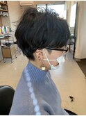 20代30代大人キレイマスキュリンショート暗髪くせ毛小顔丸みボブ