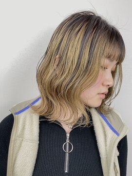 オンザ(ONTHE) くすみイエローデザインカラーミディアムボブ【林京平】