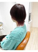 チェリーブラウン×束感ショートウルフ