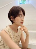 大人可愛い20代30代40代前下がりショートボブ丸みショート◎