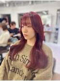ブリーチなしワインレッド