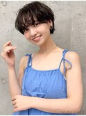 20代・30代_ワイドバング×ショートパーマ